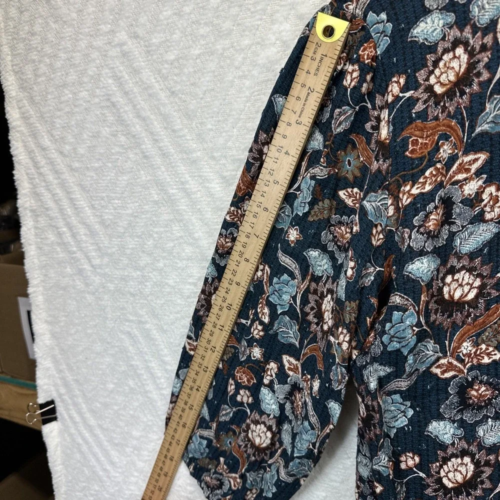 Papermoon Floral 3/4 Sleeve Peasant Top Hippie Boho Womens Size L - Picture 7 of 9